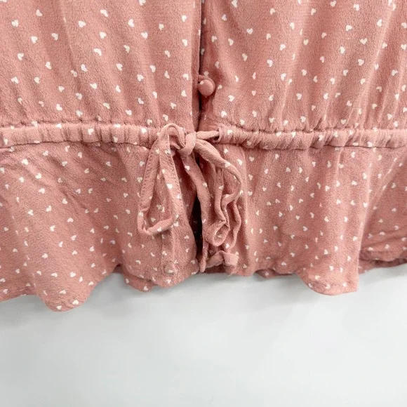 Rails Bretton Rosewood Mini Hearts Flutter Sleeve Top in Pink Size Small - Picture 8 of 11